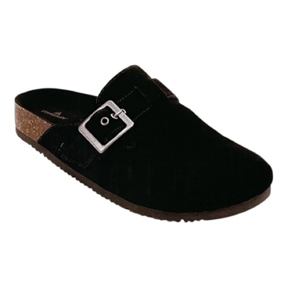 STAHEEKUM Black Suede Crescent Slip-On Mules